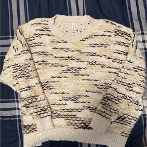 Cozy Beige and Brown Knit Sweater